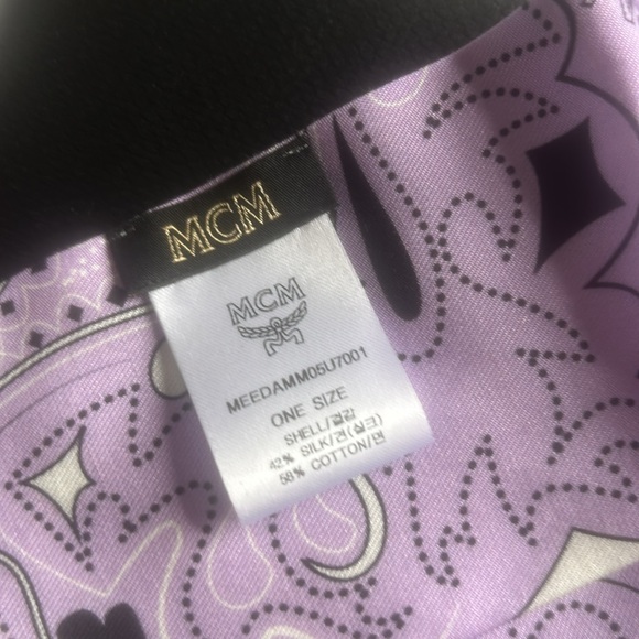 NWT in Box MCM Purple Rose Bandanna Silk & Cotton Scrunchie - Picture 5 of 7